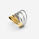 Pianegonda Anello a cinque fasce bicolore - MVP WARDROBE X PIANEGONDA - ottone, Placcatura Oro