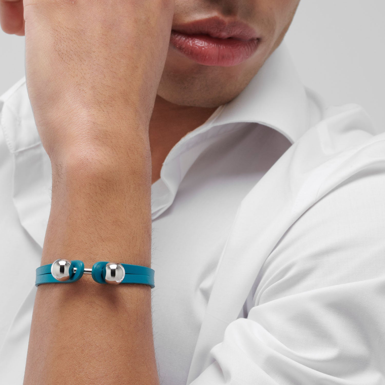 Teal leather bracelet PSOB39 | Pianegonda