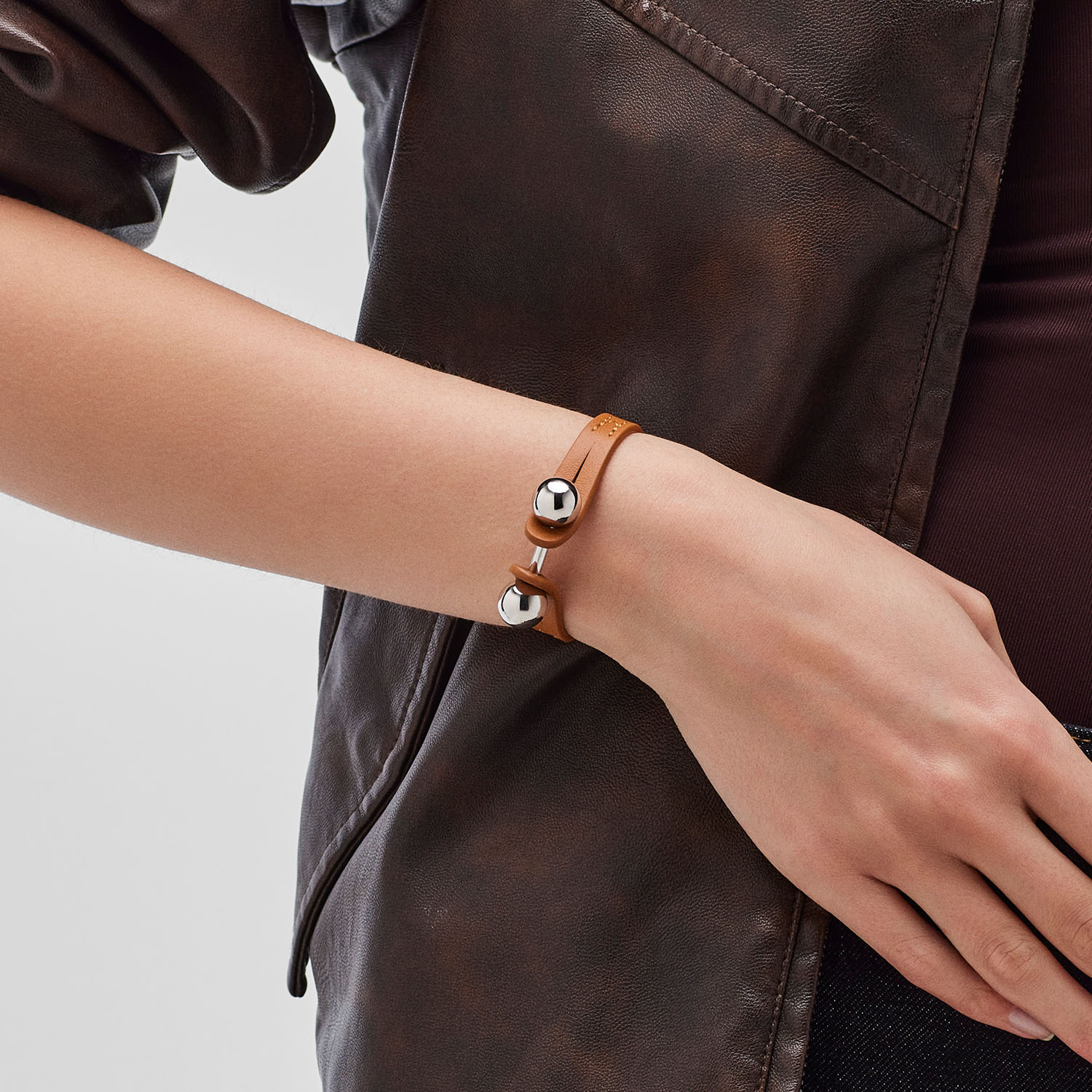 Brown leather bracelet PSOB40 | Pianegonda